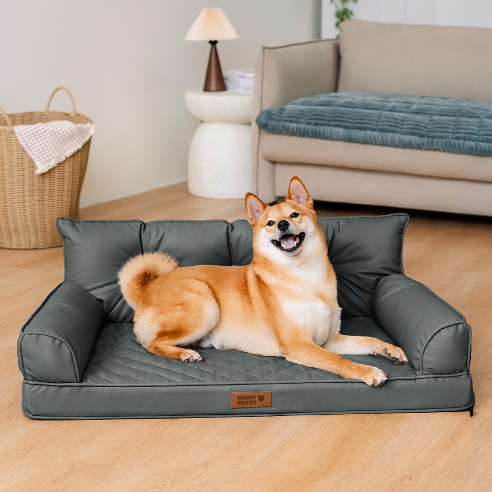 Letto per cani grande ortopedico pieghevole in finta pelle di lusso - CoreLounge