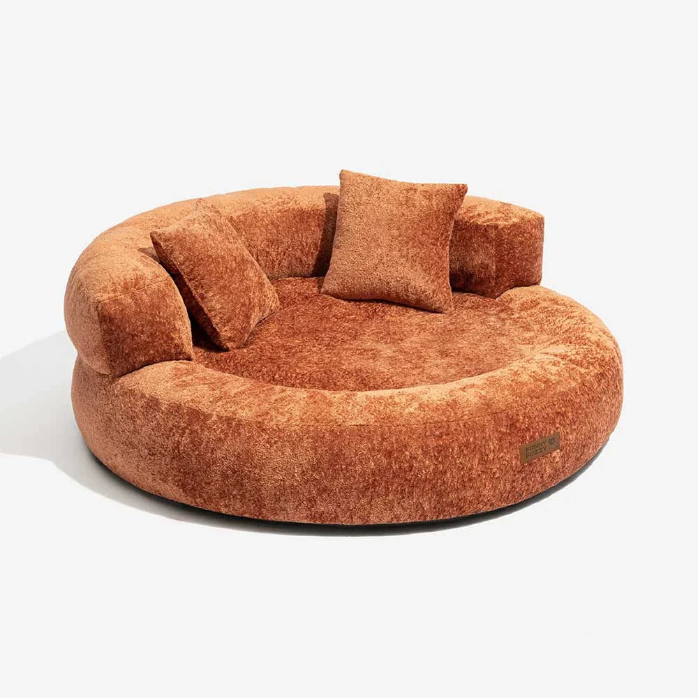 Letto per Cani Ortopedico a Ciambella in Velluto Diamante Luxe con Cuscino – DreamNest