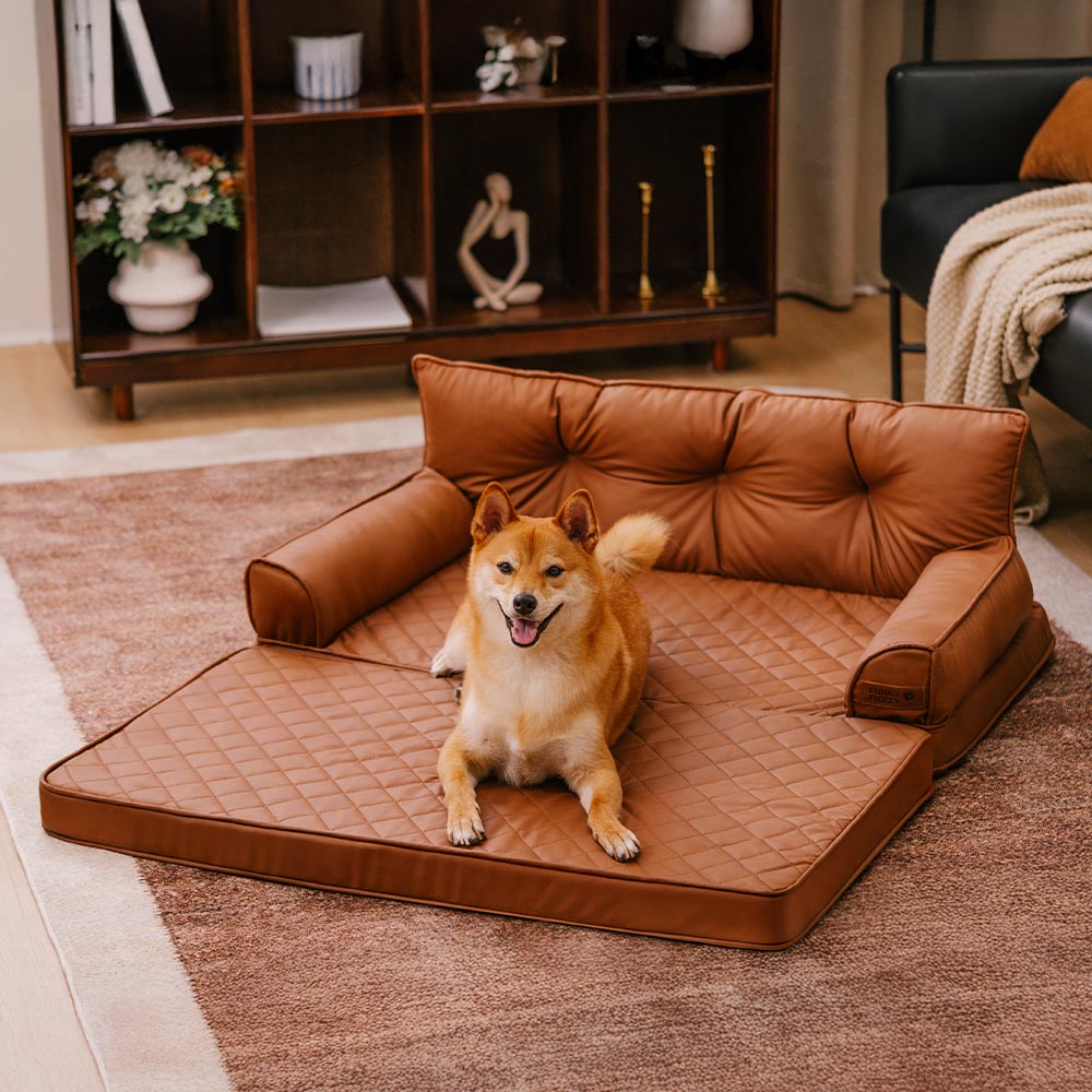 Letto per cani grande ortopedico pieghevole in finta pelle di lusso - CoreLounge