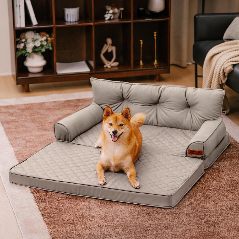 Letto per cani grande ortopedico pieghevole in finta pelle di lusso - CoreLounge