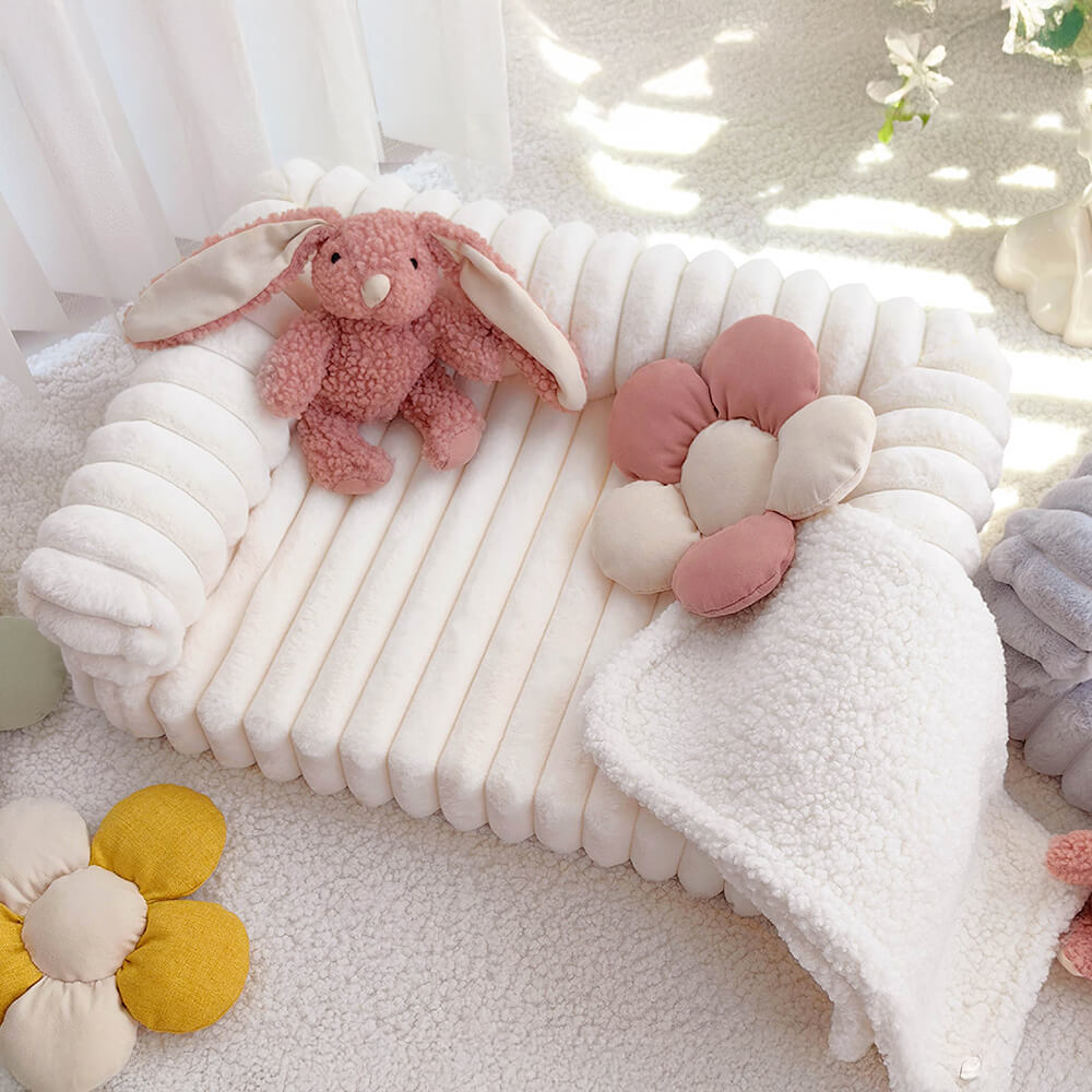 Divano Letto Ortopedico per Cani e Gatti in Crema Morbida e Comfortevole