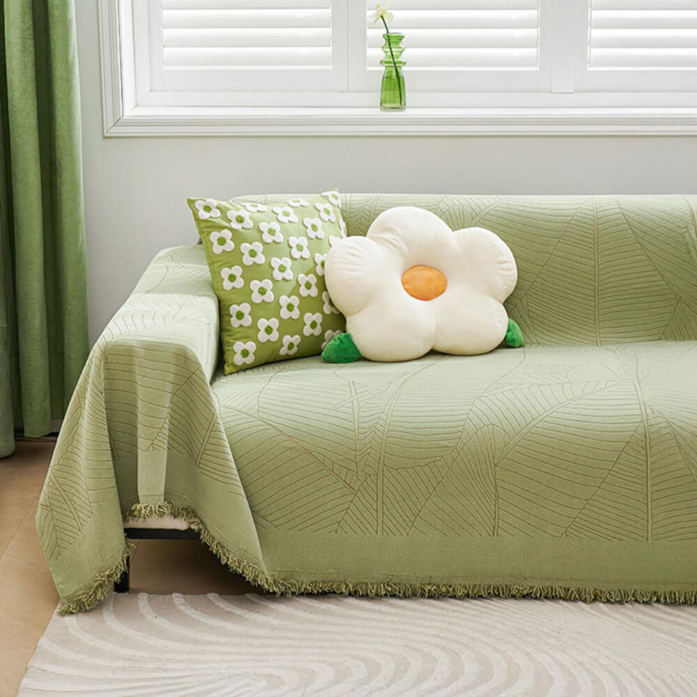 Copri divano antiscivolo in chenille a foglia grande, copertura completa, spessa e resistente ai graffi.