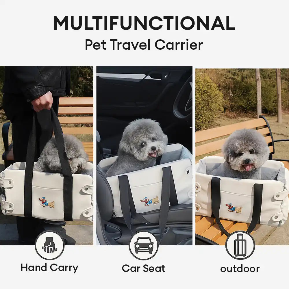 Seggiolino auto per animali domestici in pelle sintetica impermeabile per console centrale da viaggio portatile