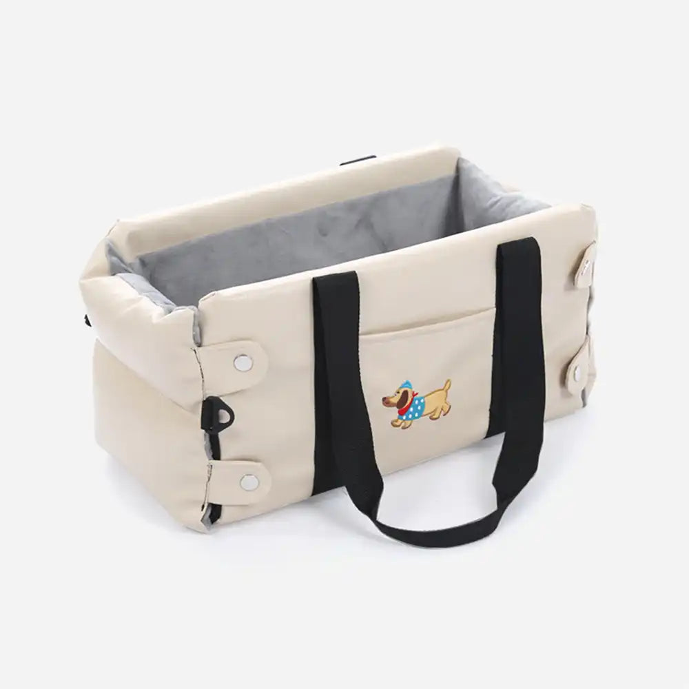 Seggiolino auto per animali domestici in pelle sintetica impermeabile per console centrale da viaggio portatile