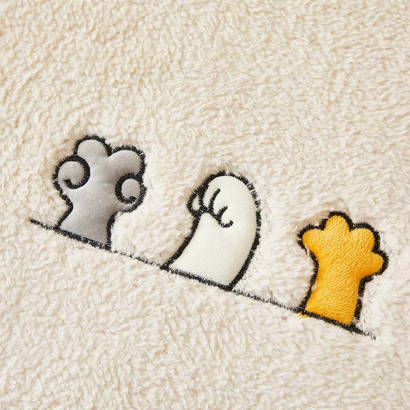 Copertura per divano antiscivolo in sherpa fleece con motivo zampa di gatto adorabile