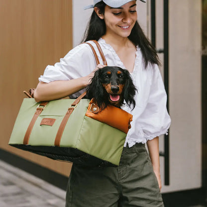 Seggiolino e trasportino per animali domestici in finta pelle di lusso con centro di sicurezza - Urban Voyager