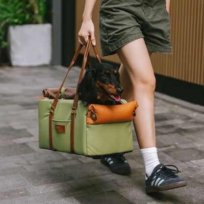 Seggiolino e trasportino per animali domestici in finta pelle di lusso con centro di sicurezza - Urban Voyager