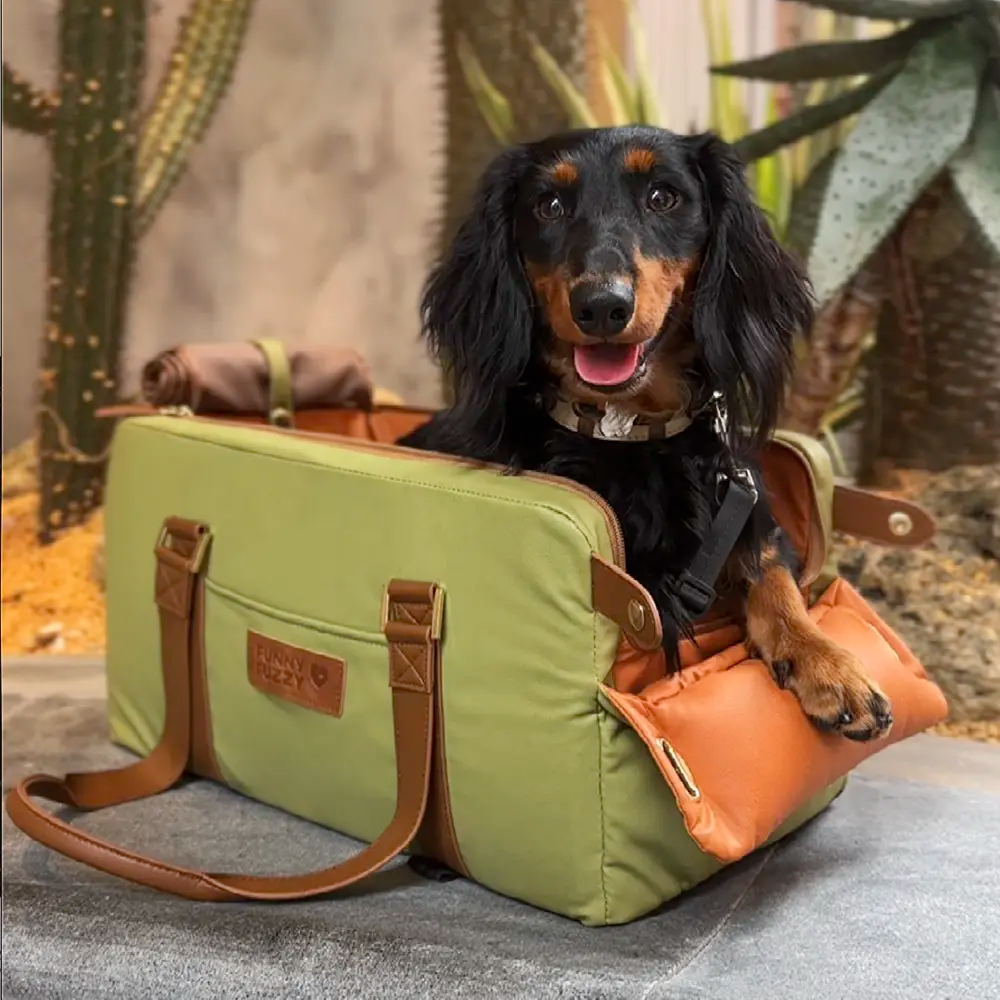 Seggiolino e trasportino per animali domestici in finta pelle di lusso con centro di sicurezza - Urban Voyager