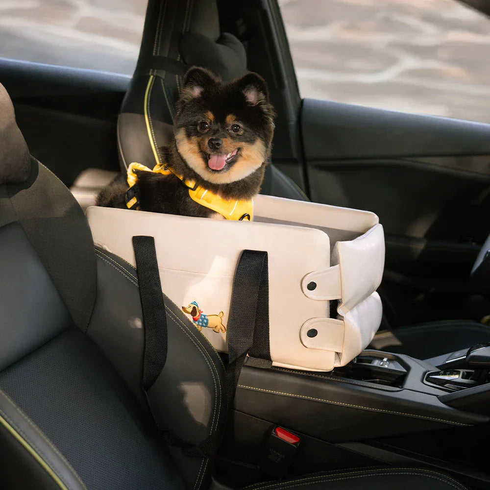 Seggiolino auto per animali domestici in pelle sintetica impermeabile per console centrale da viaggio portatile