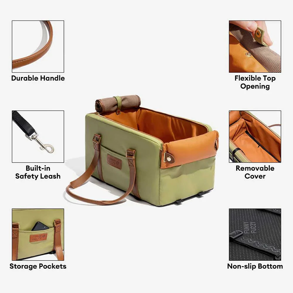 Seggiolino e trasportino per animali domestici in finta pelle di lusso con centro di sicurezza - Urban Voyager