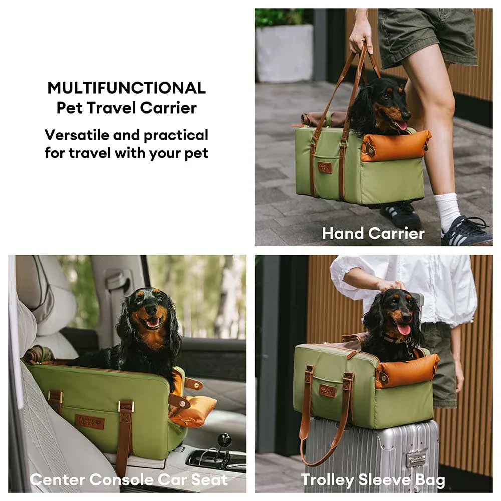 Seggiolino e trasportino per animali domestici in finta pelle di lusso con centro di sicurezza - Urban Voyager