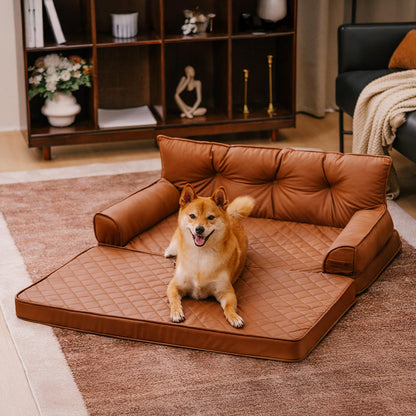 Letto per cani grande ortopedico pieghevole in finta pelle di lusso - CoreLounge
