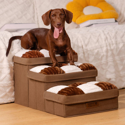 Scaletta per cani in plaid a scacchi, artigianale e con spazio di archiviazione - Multifunzione e pieghevole