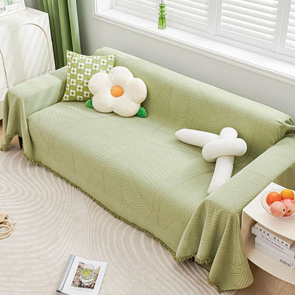 Copri divano antiscivolo in chenille a foglia grande, copertura completa, spessa e resistente ai graffi.