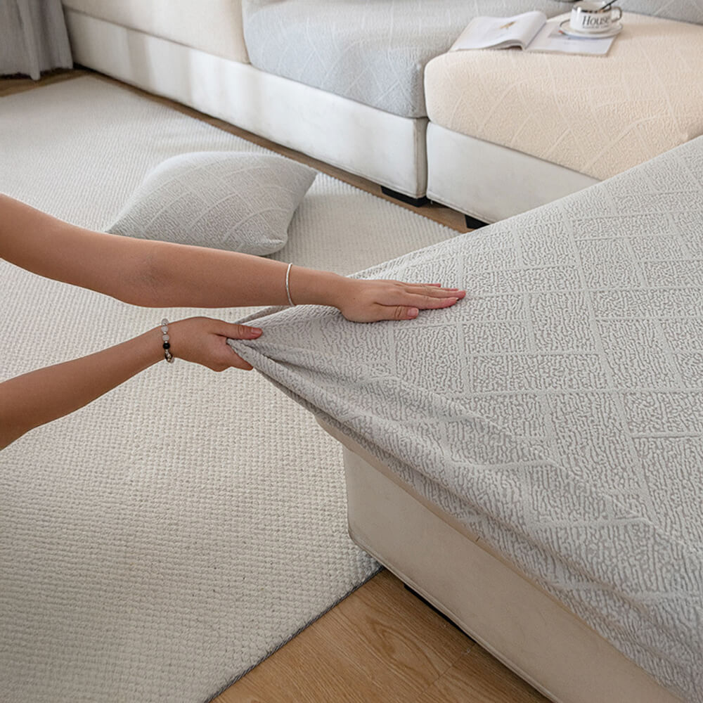 Copertura per divano elastica a pieno copertura in velluto Jacquard a diamond.