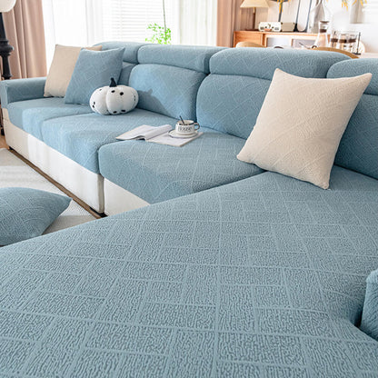 Copertura per divano elastica a pieno copertura in velluto Jacquard a diamond.