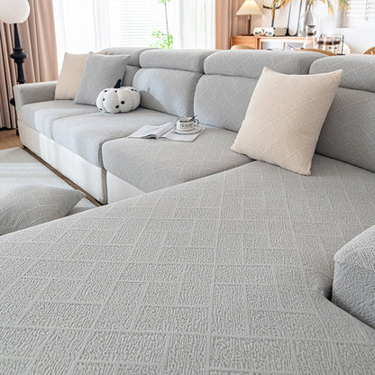 Copertura per divano elastica a pieno copertura in velluto Jacquard a diamond.