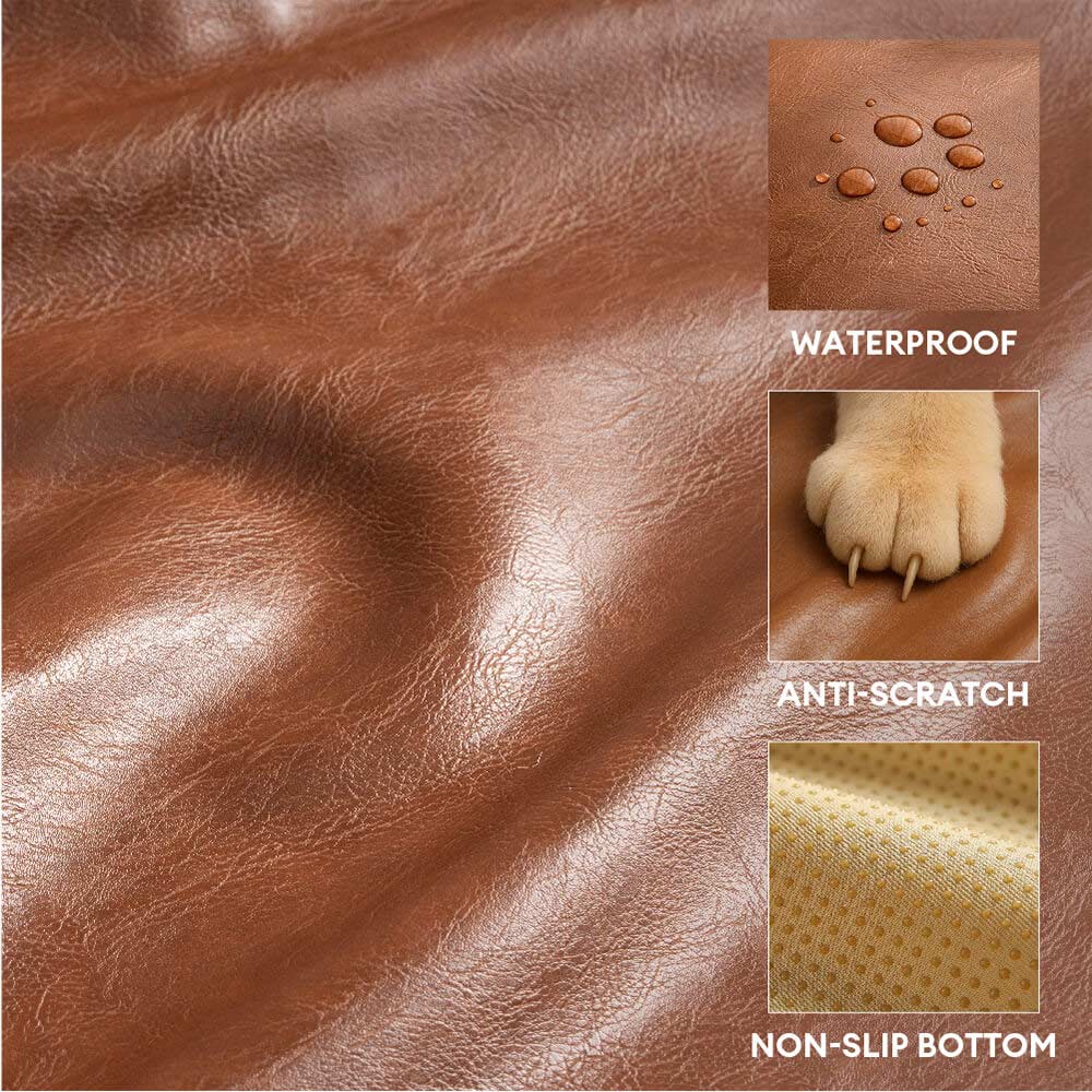 Letto per cani in pelle ecologica impermeabile, rimovibile e di lusso.