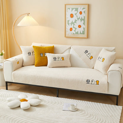 Copertura per divano antiscivolo in sherpa fleece con motivo zampa di gatto adorabile