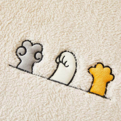 Copertura per divano antiscivolo in sherpa fleece con motivo zampa di gatto adorabile