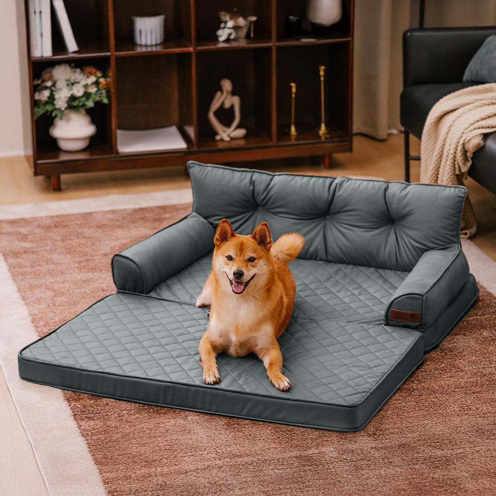 Letto per cani grande ortopedico pieghevole in finta pelle di lusso - CoreLounge