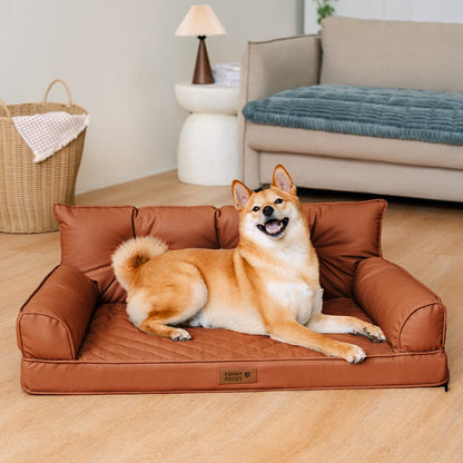 Letto per cani grande ortopedico pieghevole in finta pelle di lusso - CoreLounge