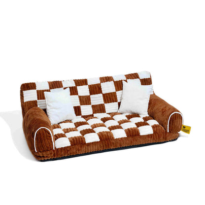Canapé-lit pour chien extra large avec support orthopédique en échiquier vintage - Canapé King