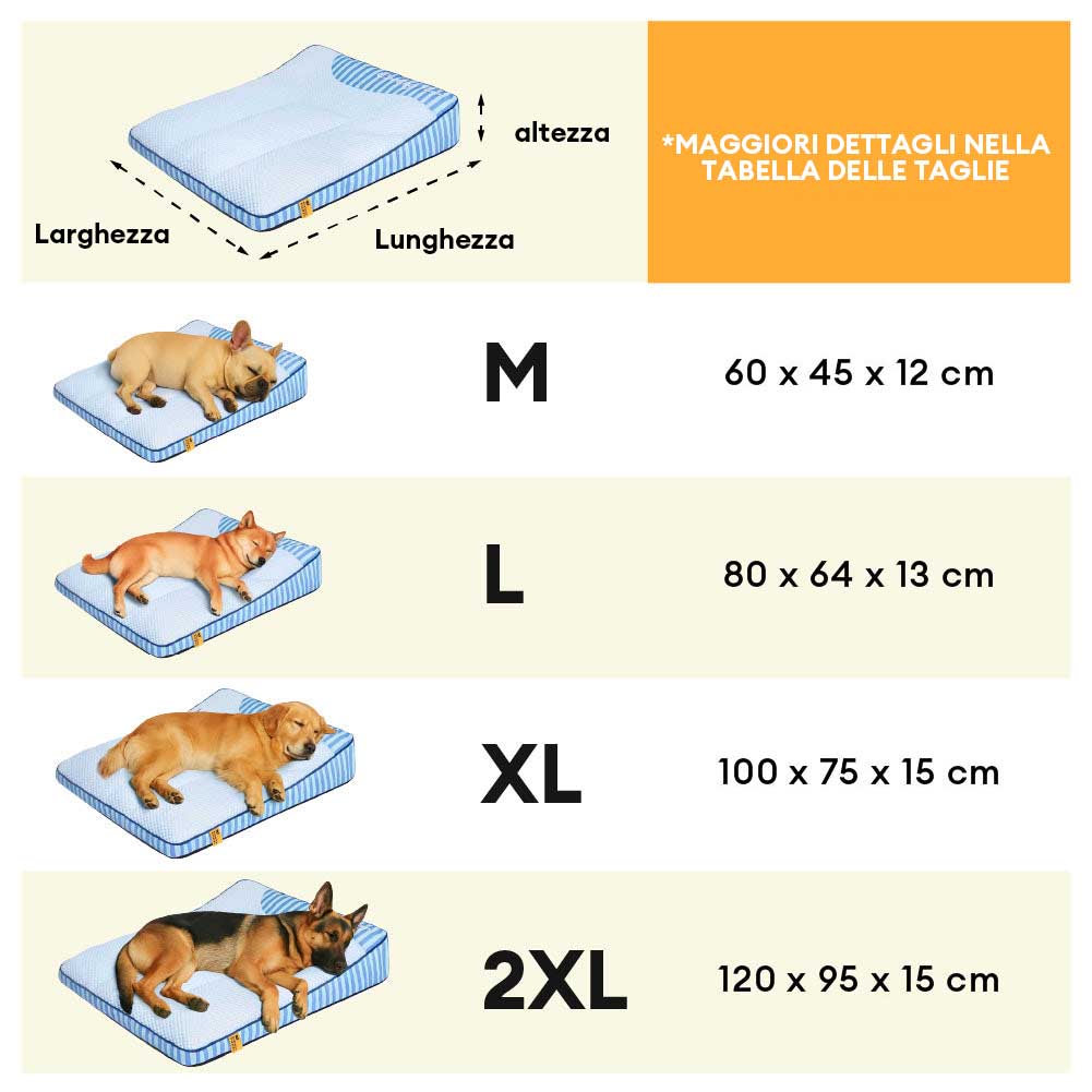 Letto ortopedico per cani rettangolare lavabile e rinfrescante extra large - Cooling Nap